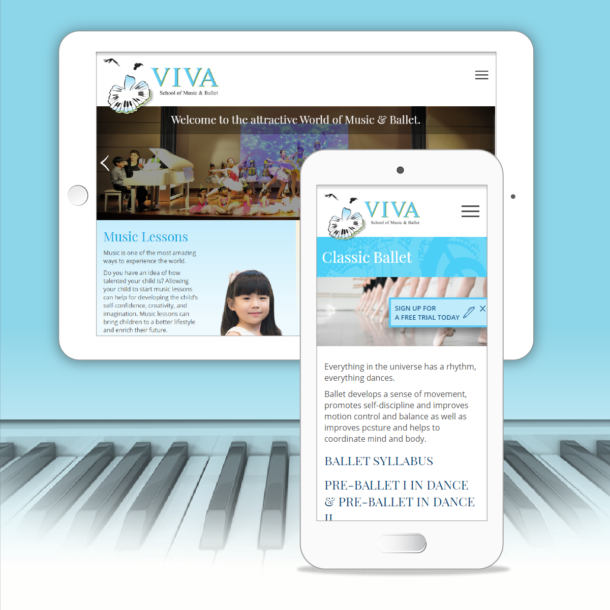 Уеб дизайн за Viva school of music and ballet